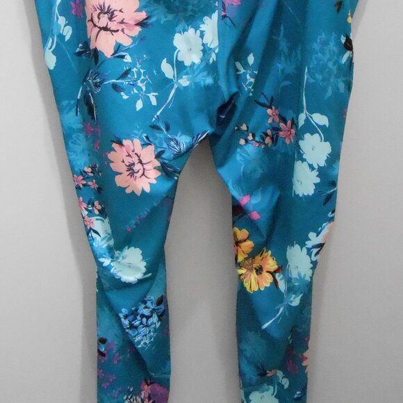 Tek Gear Workout Gear Women's Teal Blue Floral Print Gym Pants-Size 3X - Picture 4 of 4